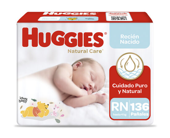 Pañales Huggies Natural Care Recien Nacido x 4 Packs
