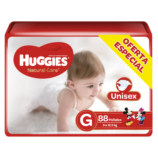 Pañales Huggies Natural Care Unisex (G) x88