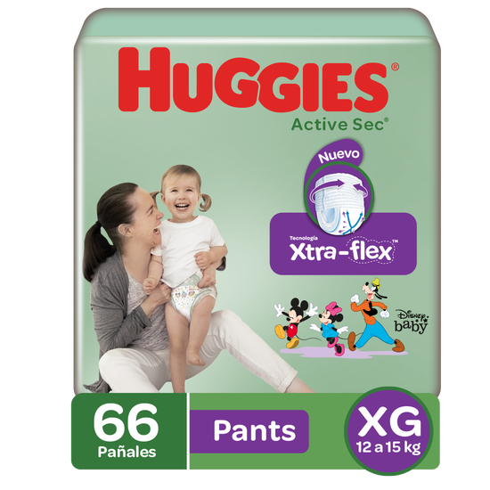 Pants Huggies Active Sec Xtra-Flex Etapa 4/XG, 66uds