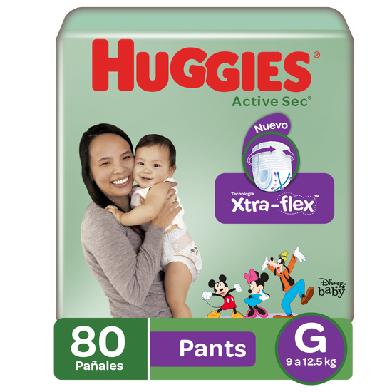 Pants Huggies Active Sec Xtra-Flex Etapa 3/G, 80uds