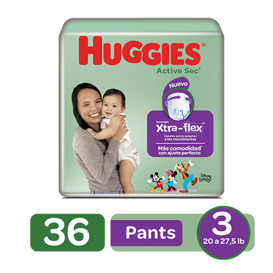Pants Huggies Active Sec Xtra-Flex Size 3; 36uds